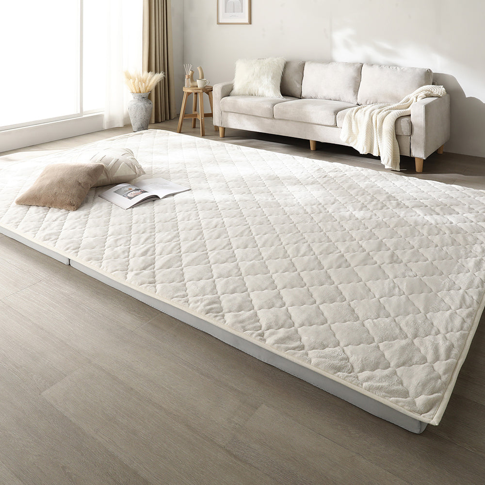 厚さが選べる 極厚 ラグ 『Nolphi ノルフィ』 185×275cm(厚み50mm) フランネル生地 アイボリー