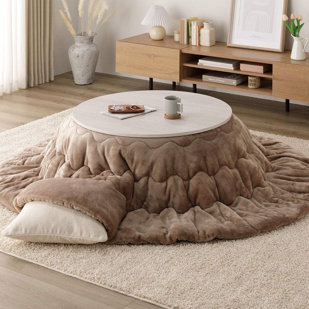 円形の優しいフォルムのこたつ掛け布団・ベージュ