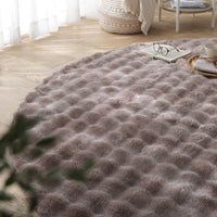 ポコポコ毛布みたいな洗えるラグ 『hoho-roko ホホロコ』 直径約190cm(円形) モカ