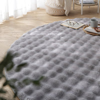 ポコポコ毛布みたいな洗えるラグ 『hoho-roko ホホロコ』 直径約190cm(円形) グレー