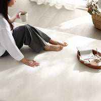 もっちり30mm厚 オールシーズン防音ラグ 『Molla モッラ』 約190×190cm アイボリー