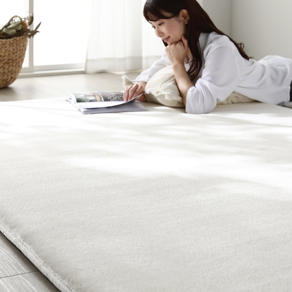 もっちり30mm厚 オールシーズン防音ラグ 『Molla モッラ』 約190×240cm アイボリー