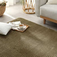 防音コーデュロイラグ 『Luune ルーネ』 約190×240cm オリーブ