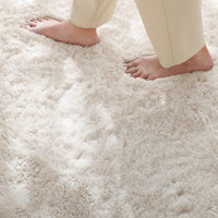 洗えるふんわり濃密シャギーラグ 『Suufa スーファ』 約190×240cm アイボリー