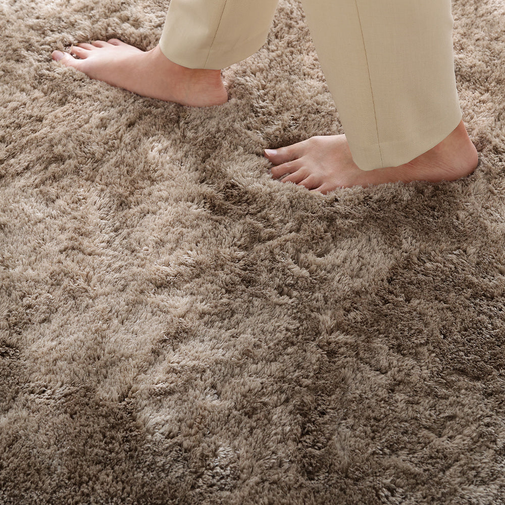 洗えるふんわり濃密シャギーラグ 『Suufa スーファ』 約190×240cm セピアベージュ