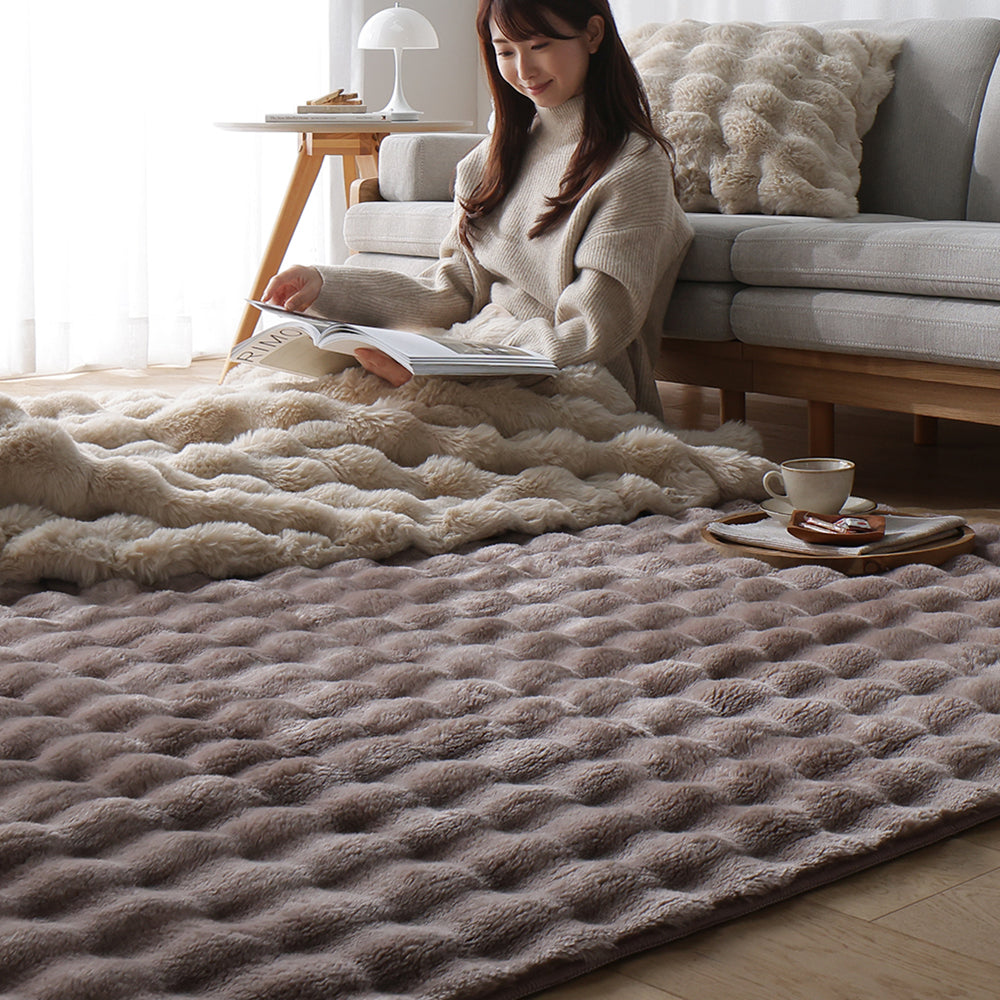 ポコポコ毛布みたいな洗えるラグ 『hoho-roko ホホロコ』 約190×240cm モカ