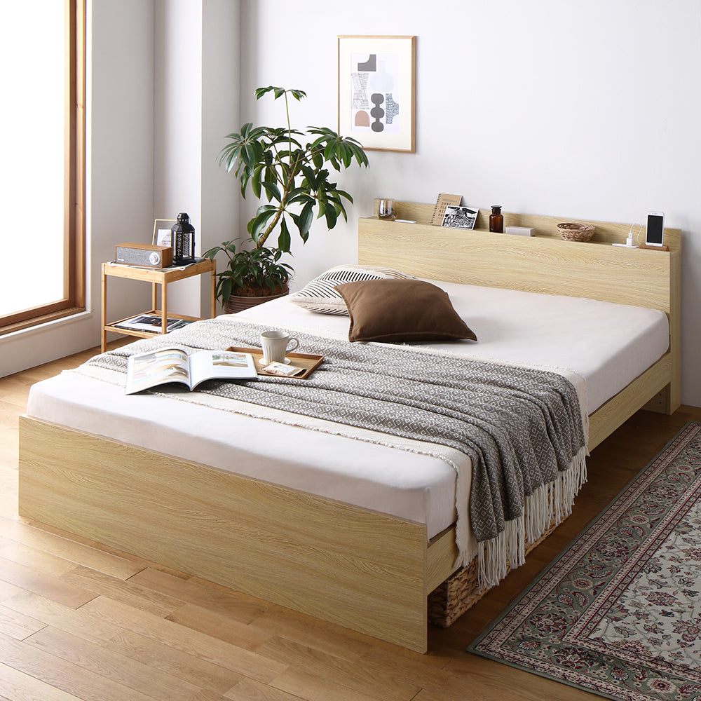 コンセント 棚付き 高さ調整すのこベッド 『Asteria アステリア』ナチュラル