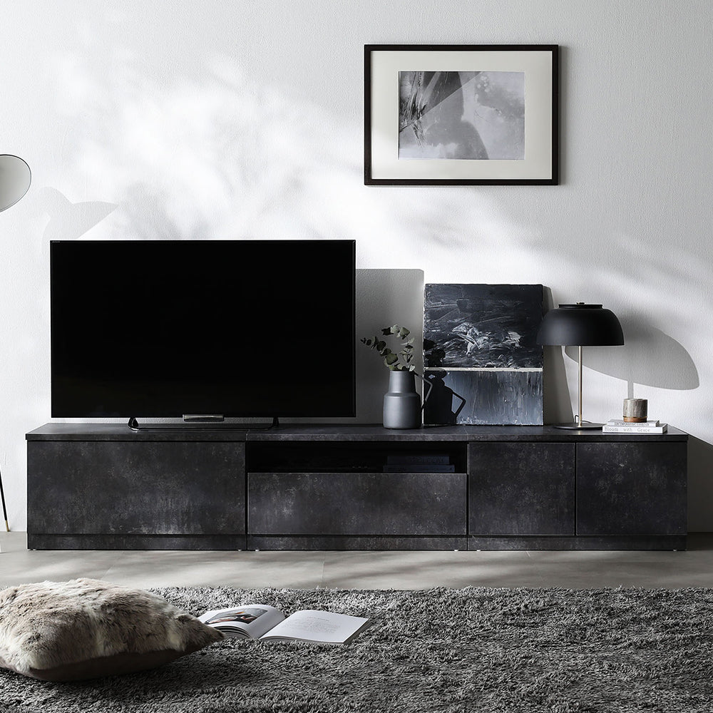 組み替え自在 ワイドテレビボード 『Tivra ティヴラ』 引き出し×扉タイプ 199.5cm幅 ストーングレー