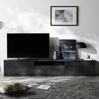 組み替え自在 ワイドテレビボード 『Tivra ティヴラ』 引き出し×扉タイプ 199.5cm幅 ストーングレー