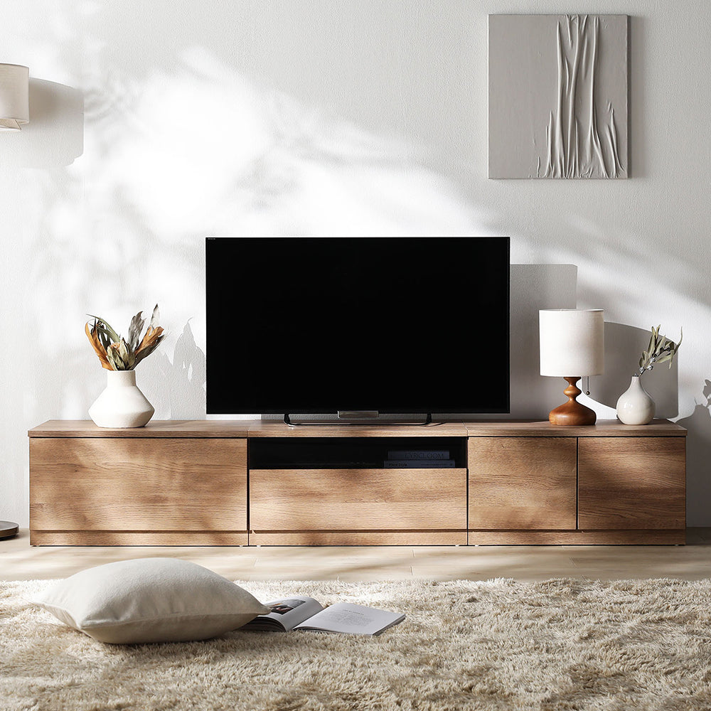 組み替え自在 ワイドテレビボード 『Tivra ティヴラ』 引き出し×扉タイプ 199.5cm幅 ナチュラル