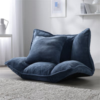 リクライニングフロアソファ 『Flumie フルーミー』 1人掛け ブルーグレー ソフト生地