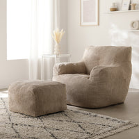 ウレタンクッションソファ 『Cloofy クルーフィ』 1人掛け+オットマンセット コーデュロイ生地 ベージュ