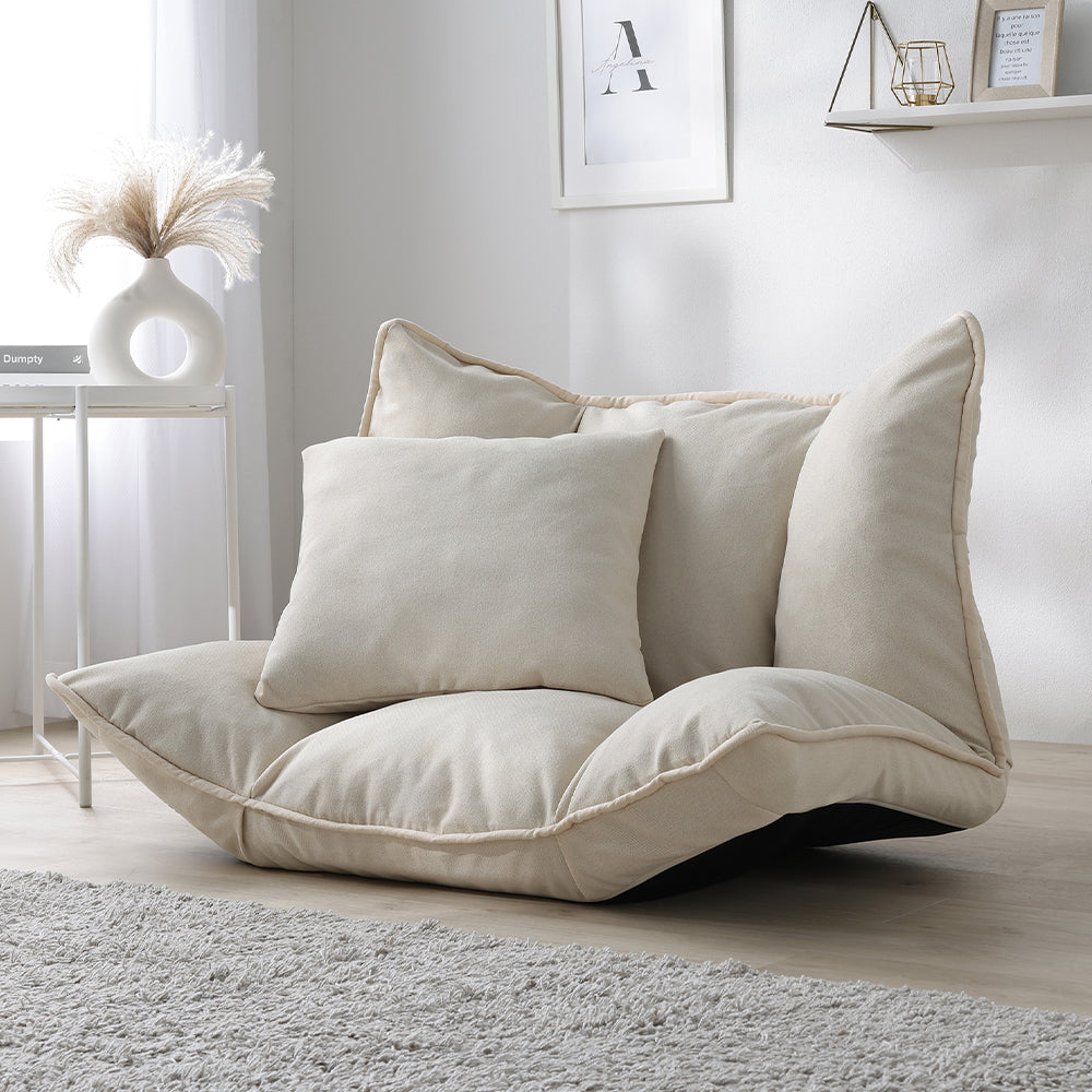 リクライニングフロアソファ 『Flumie フルーミー』 1人掛け プレーン生地 アイボリー