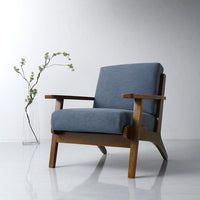 デザイナーズ 木枠ソファ 1人掛け 肘付き『VARANOJD ヴァーラネイド』 ネイビー