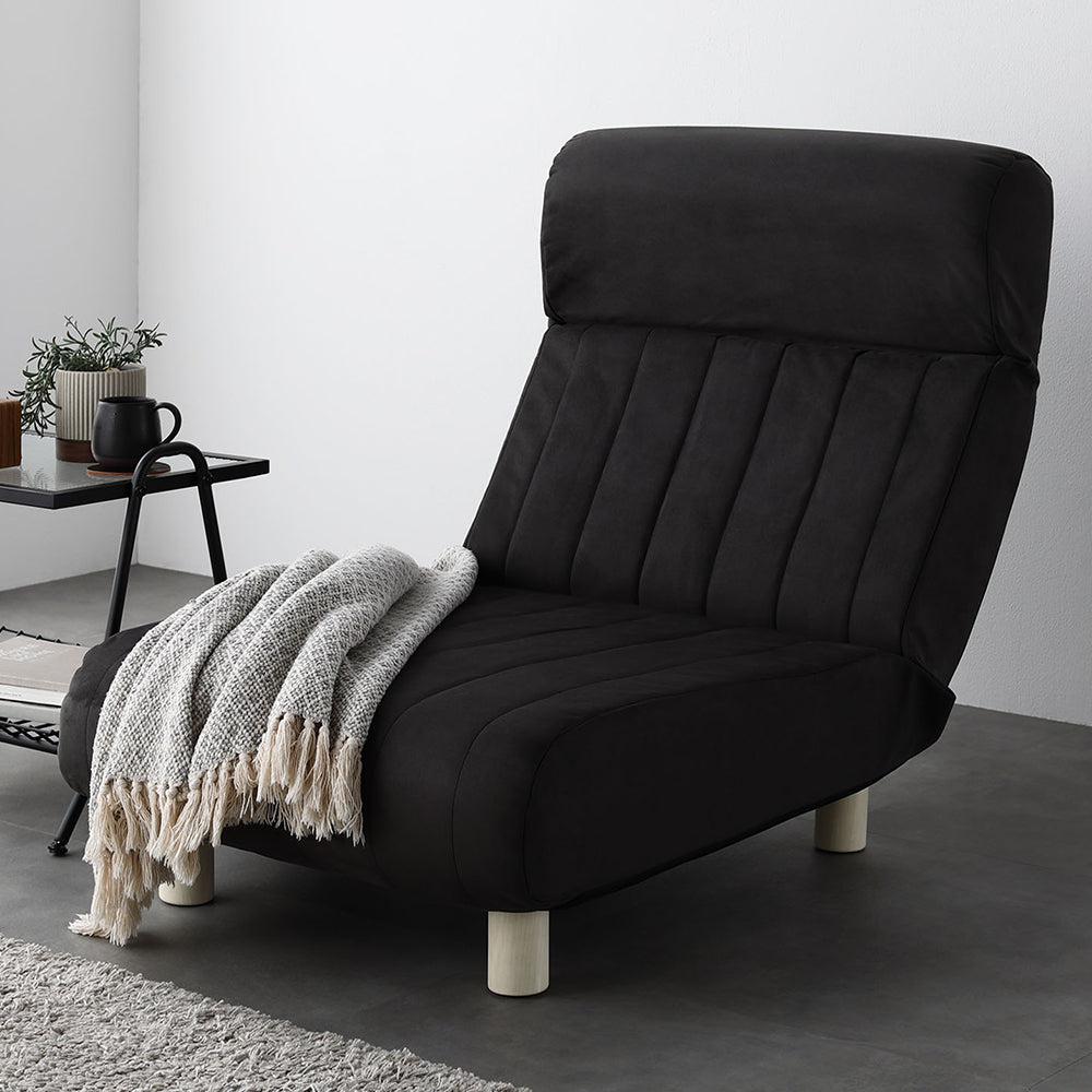 日本製 ハイバックリクライニング ローソファ 1人掛け チャコールグレー