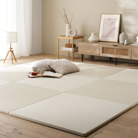 市松柄くすみカラー い草風 置き畳 ユニット畳【単色市松】82cm幅 12枚セット アイボリー