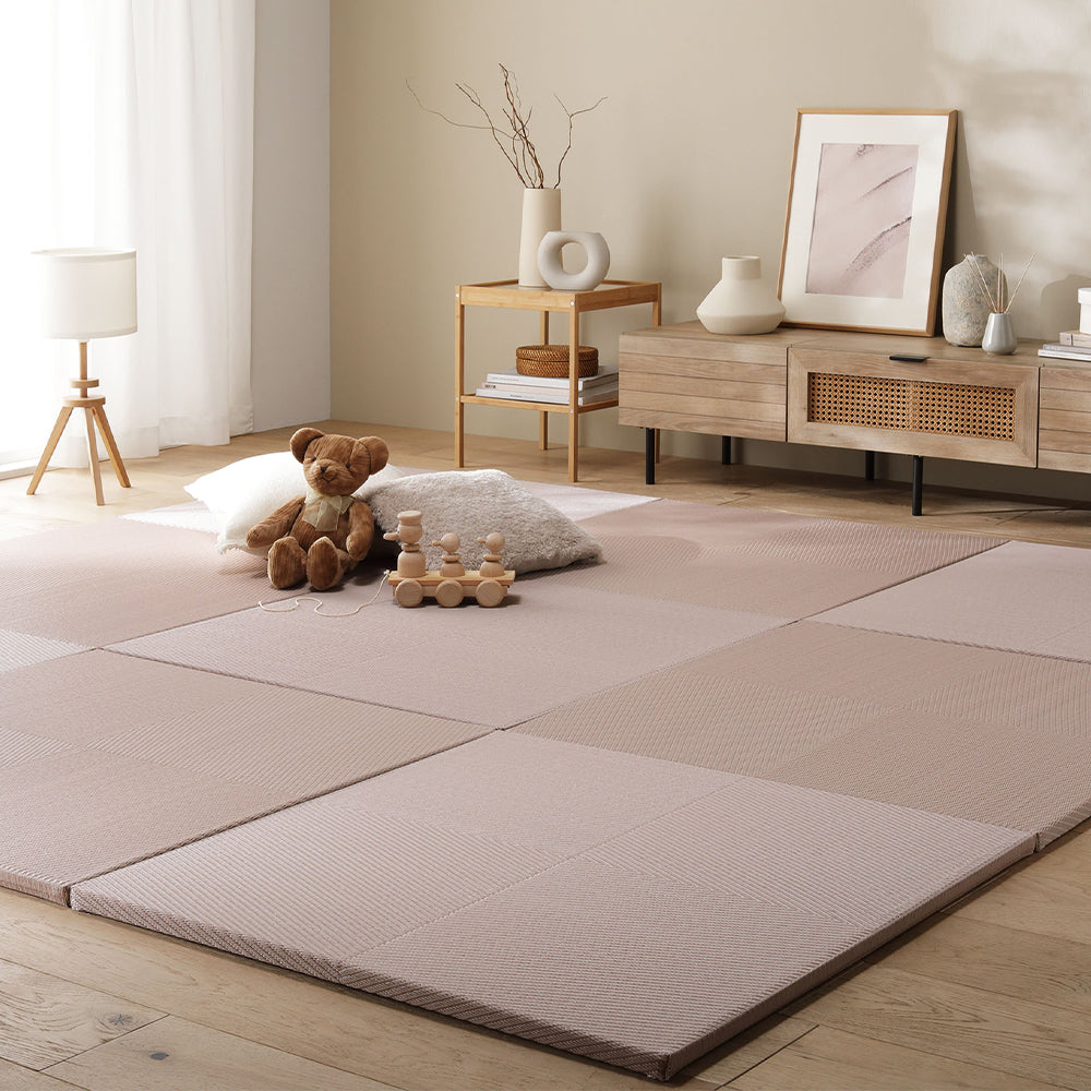 市松柄くすみカラー い草風 置き畳 ユニット畳【単色市松】82cm幅 ピンク