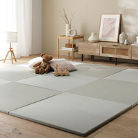 市松柄くすみカラー い草風 置き畳 ユニット畳【単色市松】82cm幅 12枚セット ライトグリーン