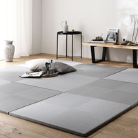 市松柄くすみカラー い草風 置き畳 ユニット畳【単色市松】82cm幅 12枚セット ブルー