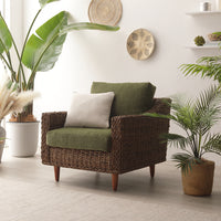 天然素材リゾートソファ(アバカ)1人掛け グリーン