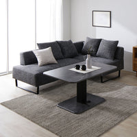 コーナーカウチソファ 『NAXAM ナザム』 テーブルセット(2.5人掛け+カウチ+テーブル) ソファ:ミックスグレー/テーブル:ストーングレー(大理石調) スチール脚