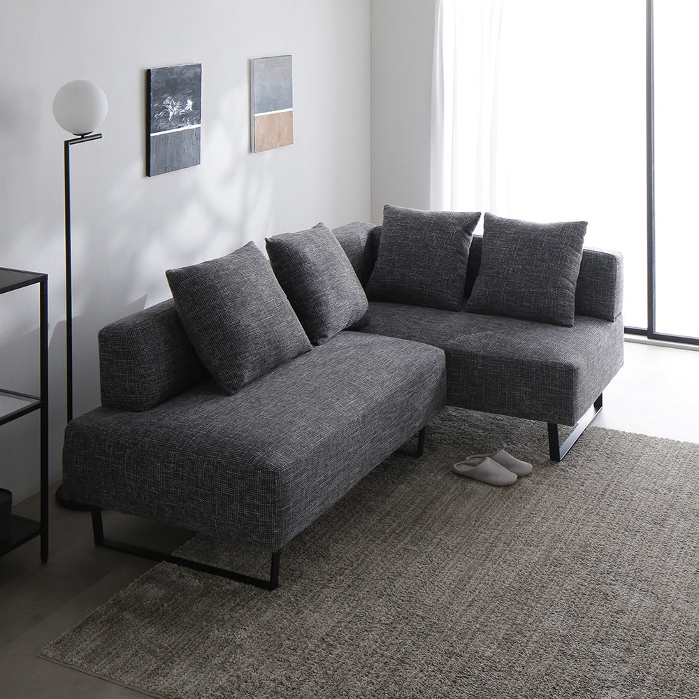 コーナーカウチソファ 『NAXAM ナザム』 2.5人掛け+カウチソファセット ミックスグレー ミックスグレー