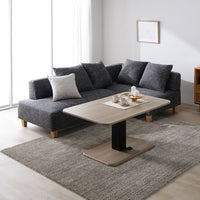 コーナーカウチソファ 『NAXAM ナザム』 テーブルセット(2.5人掛け+カウチ+テーブル) ソファ:ミックスグレー/テーブル:ナチュラル 木脚