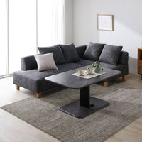 コーナーカウチソファ 『NAXAM ナザム』 テーブルセット(2.5人掛け+カウチ+テーブル) ソファ:ミックスグレー/テーブル:ストーングレー(大理石調) 木脚