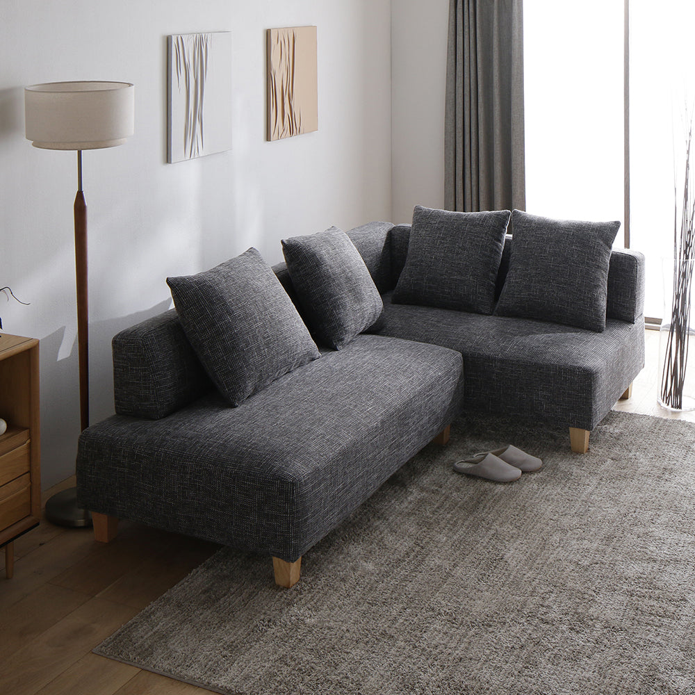 コーナーカウチソファ 『NAXAM ナザム』 2.5人掛け+カウチソファセット ミックスグレー