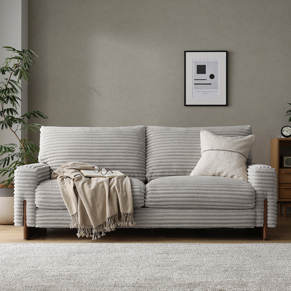 太畝コーデュロイソファ 『Belfa ベルファ』 2.5人掛けソファ単品 グレー