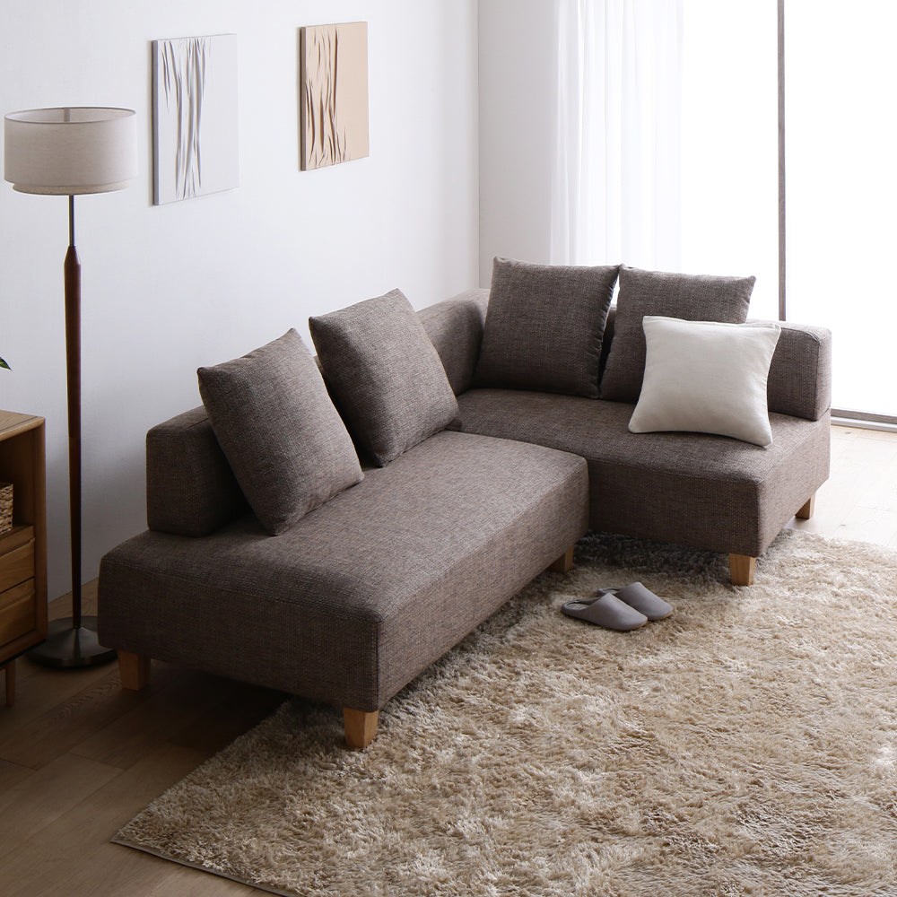 コーナーカウチソファ 『NAXAM ナザム』 2.5人掛け+カウチソファセット ミックスブラウン