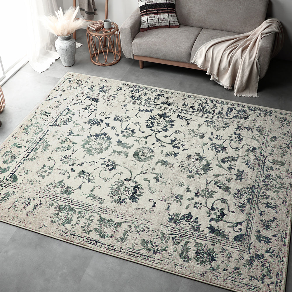 エジプト製 オリエンタル柄 ウィルトン織ラグ・約200×250cm・アイボリー