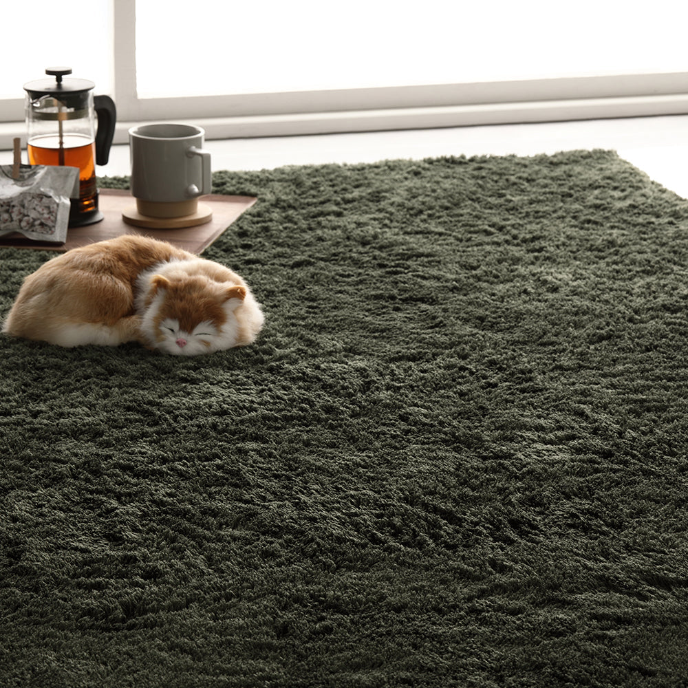 洗えて清潔!さらふわ触感ラグ・ 正方形/長方形・グリーン