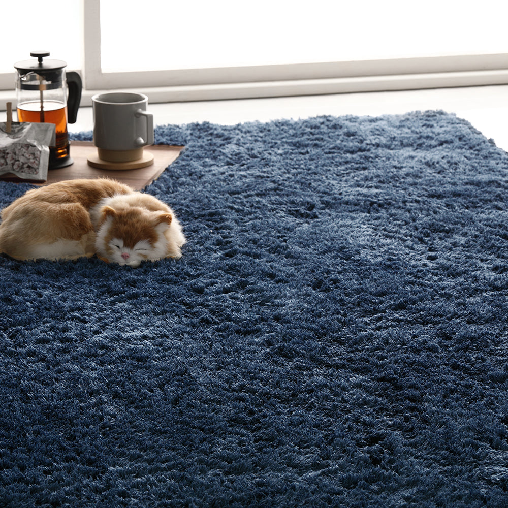 洗えて清潔!さらふわ触感ラグ・ 正方形/長方形・ネイビー