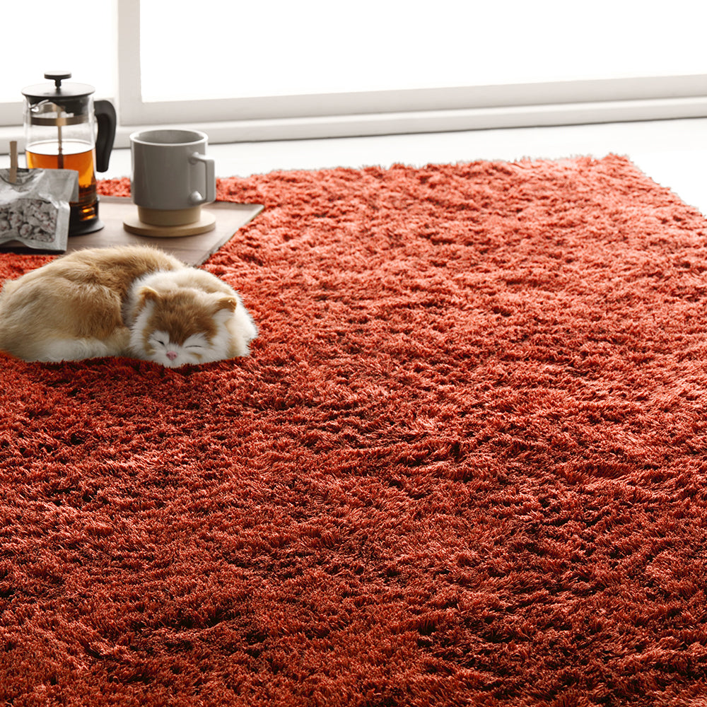 洗えて清潔!さらふわ触感ラグ・ 正方形/長方形・オレンジ