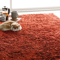 洗えるシャギーラグ 長方形 約130×185cm(1.5畳) オレンジ