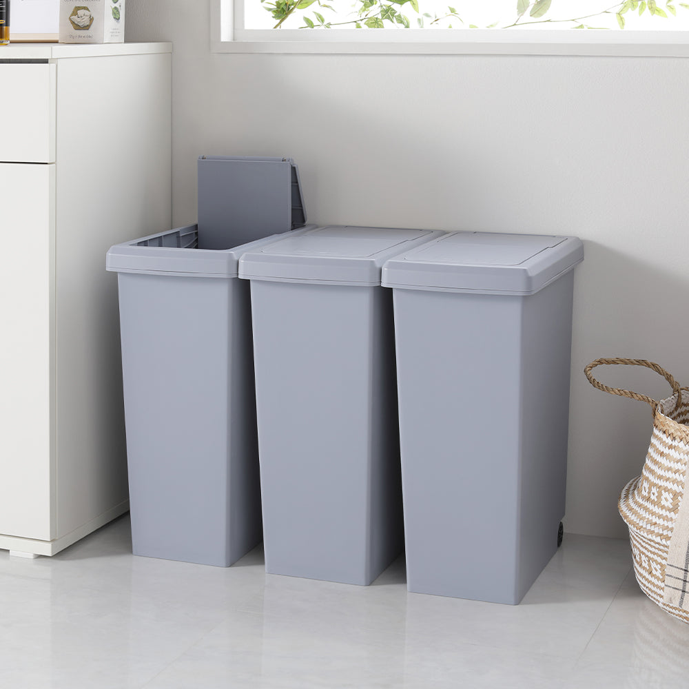 【日本製】サイズが選べる 棚下にも収納できる スライドオープン式 ごみ箱 20L 3個組 クールグレー