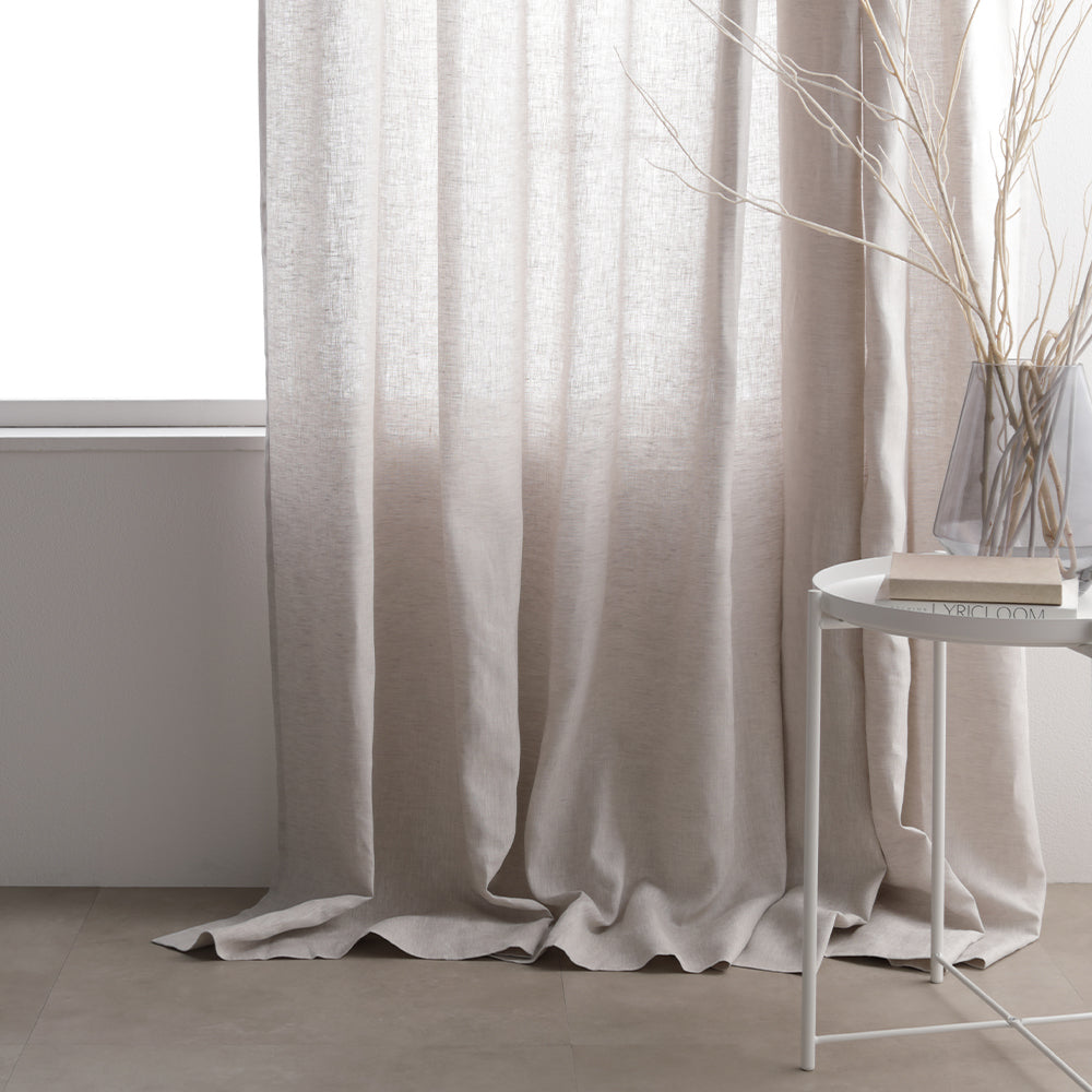 【日本製】天然素材 上質リネン100%カーテン グレー(丈210cm以上)