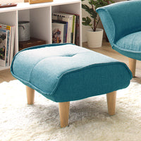 日本製 ポケットコイル オットマン単品 タスク生地 ブルー