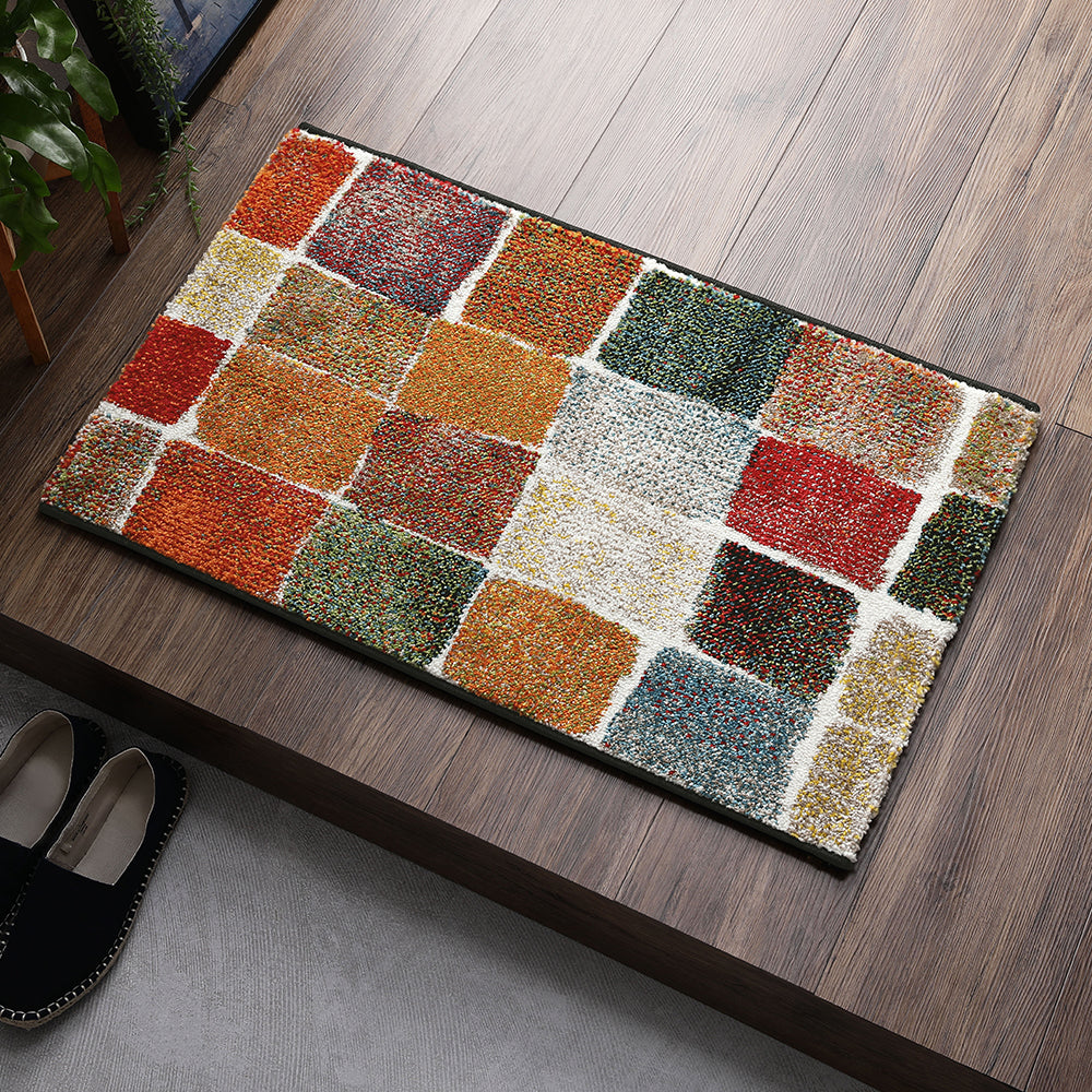 トルコ製 ウィルトン織り 玄関マット カラフルパヴェ