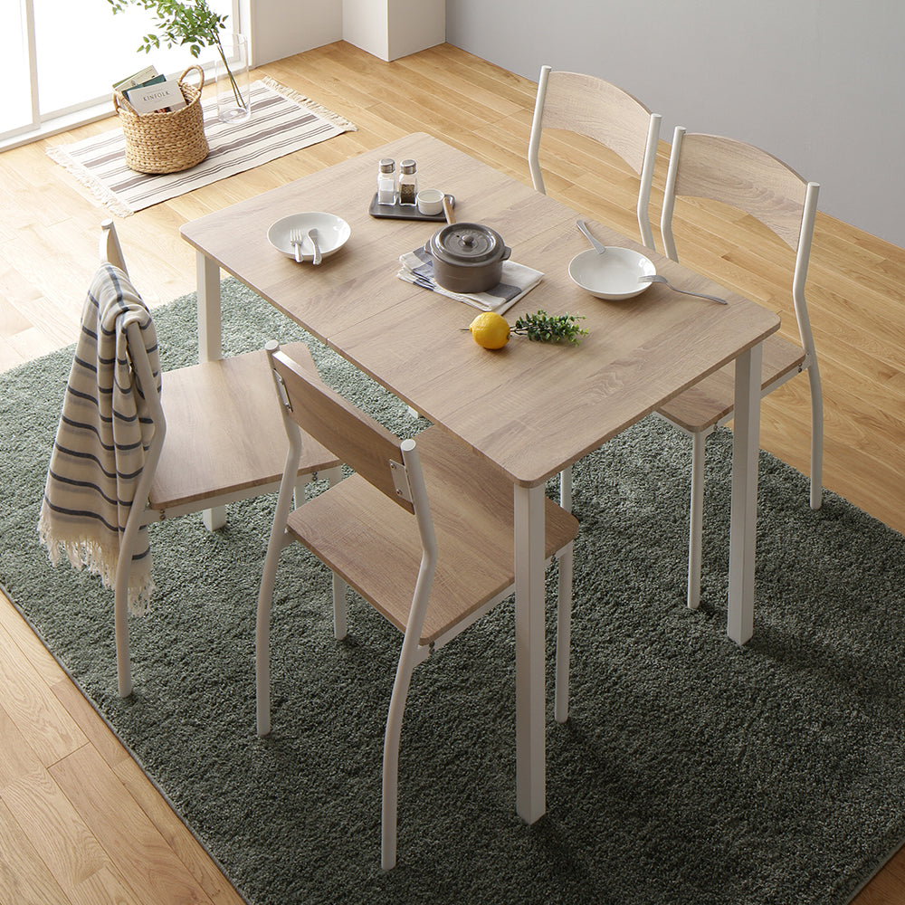 4人掛けダイニングセット(テーブル+シンプルデザインチェア)ナチュラル×ホワイト