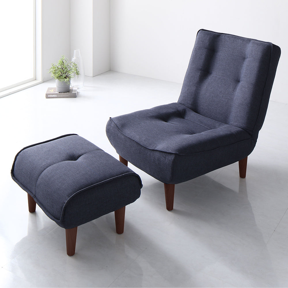 日本製リクライニングハイバックソファ(1人掛け+オットマンセット)