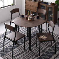 円形ダイニングセット(テーブル+シンプルデザインチェア)ブラウン×ブラック