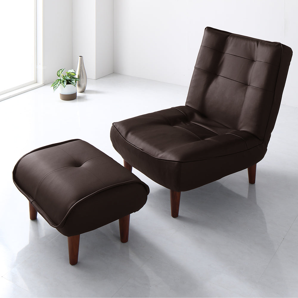 日本製リクライニングハイバックソファ(1人掛け+オットマンセット)