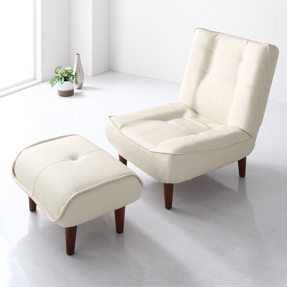 日本製リクライニングハイバックソファ(1人掛け+オットマンセット)