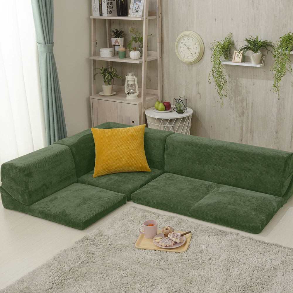 コールテン生地 グリーン