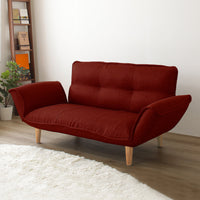 日本製 リクライニングソファ『Coroli コロリ』 2人掛け単品 タスク生地 レッド