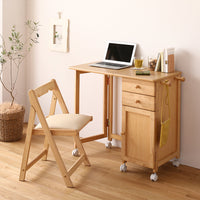 デスクがたためる 多機能収納 デスク単品 ナチュラル