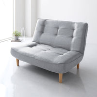 日本製 リクライニング ハイバックソファ 2人掛け単品 タスク生地 グレー