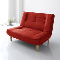 日本製 リクライニング ハイバックソファ 2人掛け単品 タスク生地 レッド